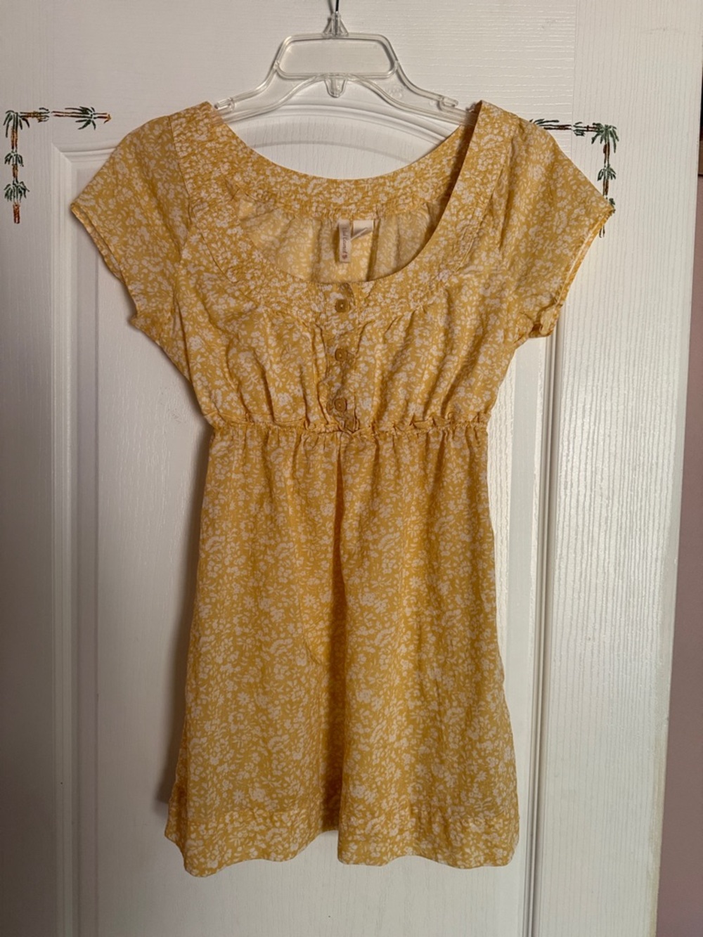 Red Camel Yellow Floral Short Sleeve Blouse
